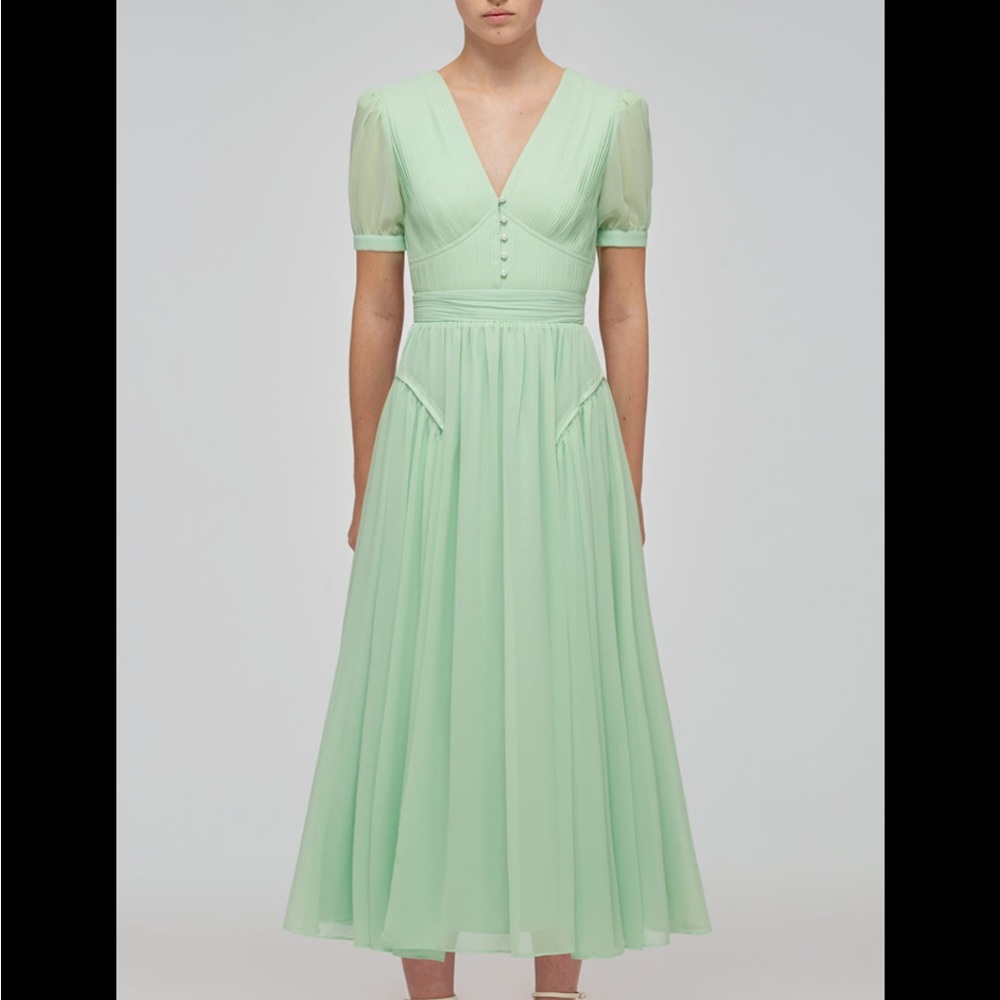 Self-Portrait A-line midi dress in spearmint green
